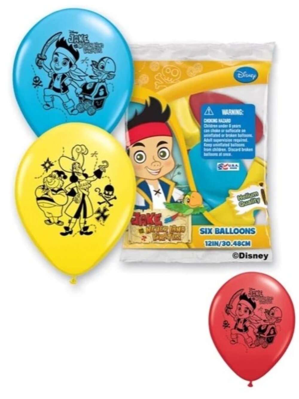 NIP Jake & The Never Land Pirates Themed Latex Balloons (6 Pack)